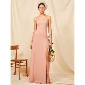 Reformation Blush Pink Bridesmaid Wedding Side Slit Ingrid‎ Maxi Dress Size 10